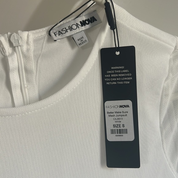 Fashion Nova white tulle long sleeve jumpsuit - Picture 7 of 8